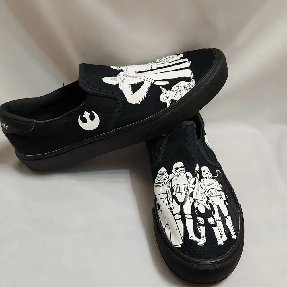 Adidas X Star Wars Court Rallye Black White Canvas Slip-On Sneakers (M Size 11)